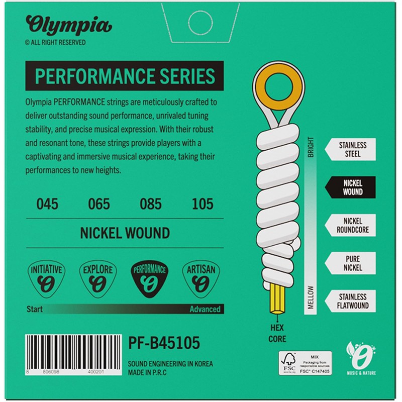 Olympia Performance Bass Guitar Strings – Long Scale Nickel Wound