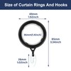40 Pack Curtain Rings and Hooks, KissDate Black 36mm Hanging