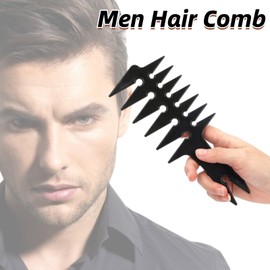 Double-Sided Detangling Comb for Men's Hairstyling - 20x8x0.5cm, Wide Tooth Design for Unique Styles at Salon or Home (Black)