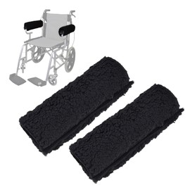 Okuyonic Wheelchair Armrest Pads, 1 Pair Washable Wheelchair Armrest Cover Memory Foam Layer Breathable Lamb Wool Wheelchair Armrest Pad for Adults, Soft Wheelchair Accessories