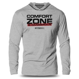 Gymish Lifestyle Men's Hooded Comfort Zone Motivational Funny Long Sleeves Gym Workout Hooded (XL, Comfort Zone Grey)