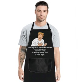 JNIAP Chef Ramsay Kitchen Apron Cooking TV Show Inspired Gifts This Squid Is So Undercooked Chef Ramsay Fans Gifts, This Squid, Large