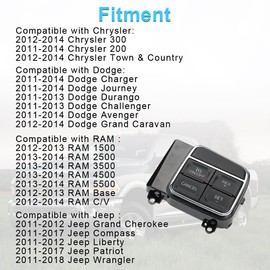 WMPHE Steering Wheel Cruise Control Switch Replacement for 56046094AF 56046252AD Compatible with Chrysler 300 Town & Country Dodge Charger Challenger RAM 1500 2500 3500 Jeep Grand Cherokee Wrangler