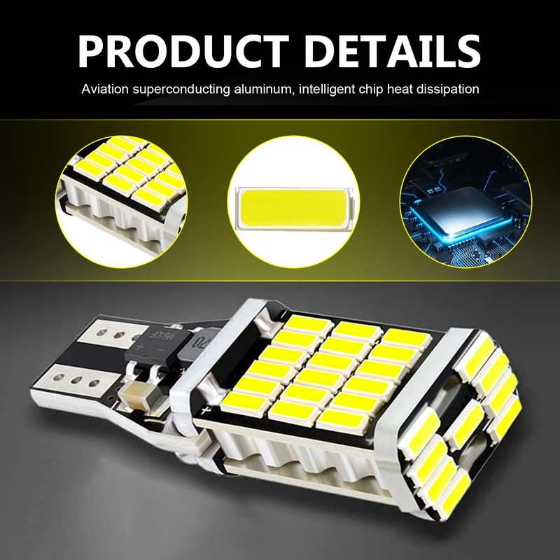 4 PCS 921 LED Reverse Lights, T15 4014 45SMD Chipsets