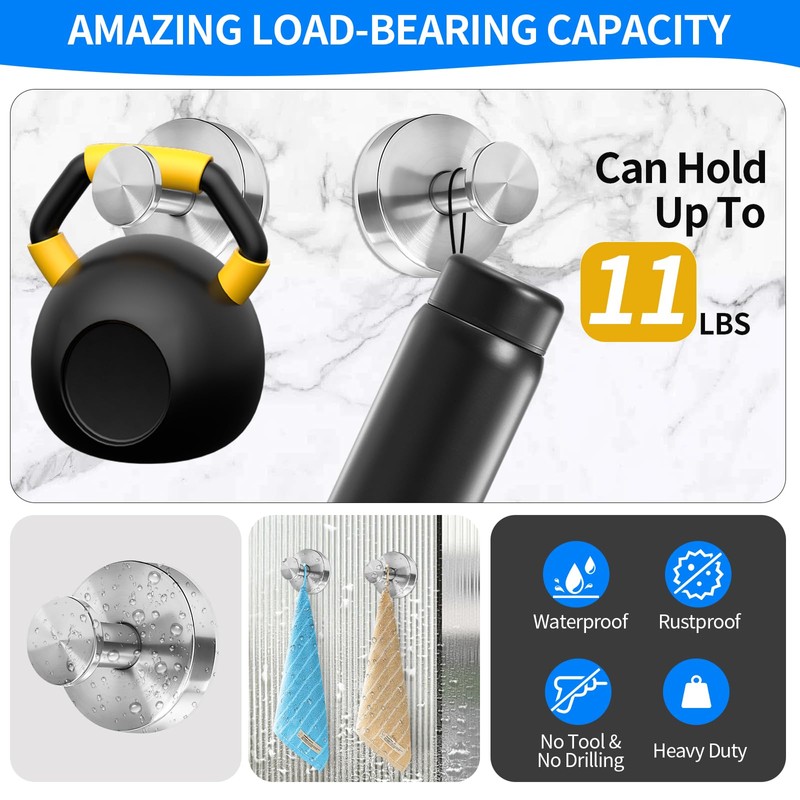 Pedavco Suction Cup Hooks for Shower No Drill - Heavy