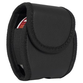 Universal Dip Can Snuff Pouch Holder, NCP Black Vegan Leather Case [with Belt Loop Harness, Metal Clip, Magnetic Closure] Compatible with ZYN, Copenhagen, Skoal, Kodiak, etc