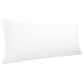 PiccoCasa Body Pillow Cover Egyptian Cotton Bolster Pillow Cases, 300 Thread Count Super Soft and Breathable Long Body Pillowcase with Zipper Closure White 20"x48"/ 4ft