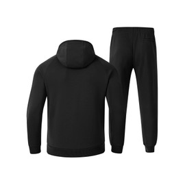 Rdruko Hoodie and Sweatpants Set for Men Sweatsuits Tracksuits Jogger Jogging Sports Gym 2 Piece Set, Black, 2XL