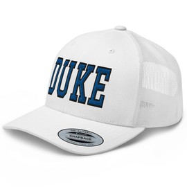 RIVEMUG NG Duke Curverd Bill Embroidered Trucker Hat Mid Crown Adjustable Cap White