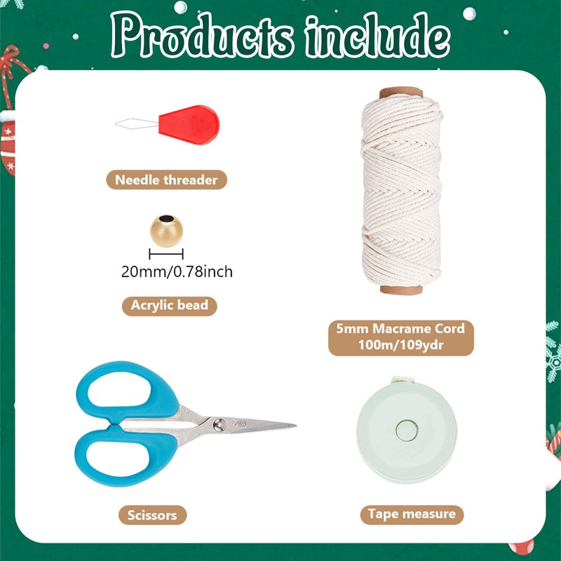 ORIGACH DIY Macrame Christmas Tree Wall Hanging kit Handmade Woven