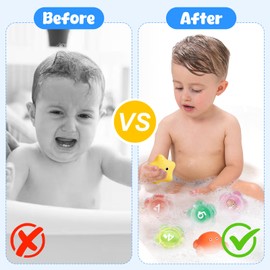 No Hole No Mould Baby Bath Toys, 17 Pcs Bath Toys Bathtub Alphabet Letters Set, Toddler Kids Swimming Pool Toys Sea Animals Water Play Toys for Boys Girls