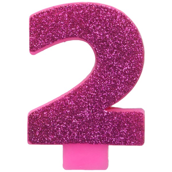 #2 Glitter Birthday Candle | Pink | Party Supply