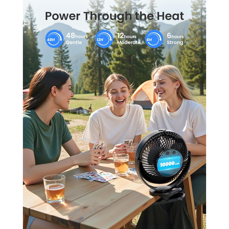Koonie 10000mAh Battery Operated Misting Fan with Clip, Portable 8''