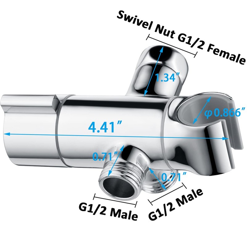 Metal Shower Diverter Valve with Hand Shower Holder, Full Flow