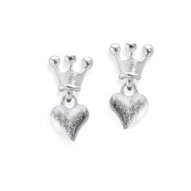 Heartbreaker crown of my heart LD LP 22 Sterling Silver 925 Stud Earrings