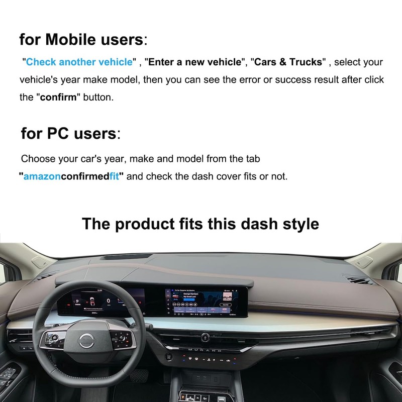 Dash Cover Mat Custom Fit for Nissan Murano with Sensor