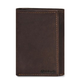 Leather Trifold Wallet For Men - RFID Blocking - 7 Card Slots, 2 Note Compartments & 1 ID Window - Minimalist Design, Slim Wallet - Premium, Fashionable Gifts for Him - Father's day (Dk.Brn Hunter)