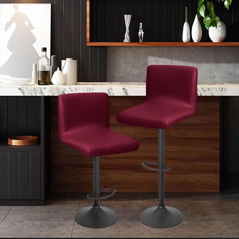 Bifaunvogel Waterproof Bar Stools Cover with Back Stretch PU Barstools