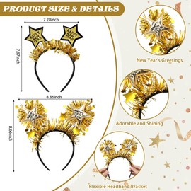 Yuxung 12 Pcs Happy New Year Headband Tiara New Year Eve Headwear Party Pentagram Headwear New Year Eve Hair Hoop Accessories