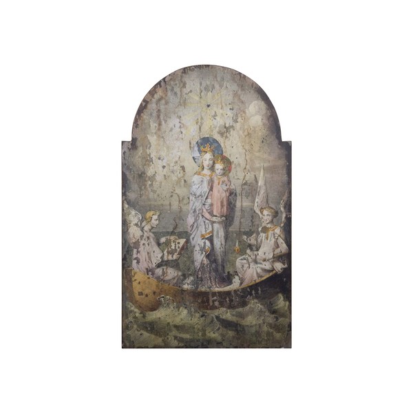 Creative Co-op Vintage Mary & Angels Image on Decorative Wood Wall Décor