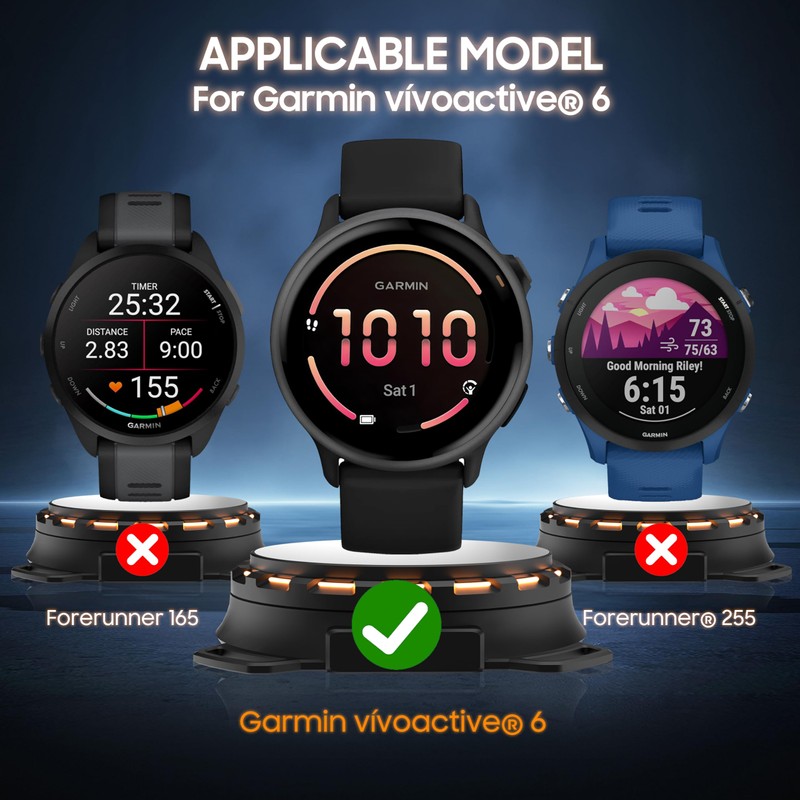 3 Pack for Garmin Vivoactive 6 Case 9H Tempered Glass