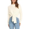 Okiwam Women's Long Sleeve Cropped Sweaters Casual Knit Pullover Tie