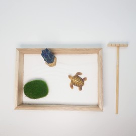 ZEN&TAO SmartMini Japanese Zen Garden Human Nature Themed 17x12cm Hard Wood (Paulownia) Tray