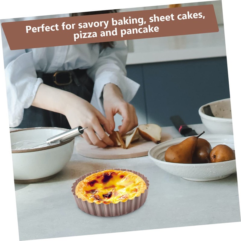 Mobestech 2pcs Non-Stick Quiche Pans Removable Bottom Tart Baking Trays