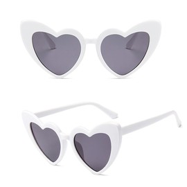SECALIFE Heart Shaped Party Glasses, Heart Shape Sunglasses, Multicolor Heart-shaped One Piece Glasses for Women Summer Party, White