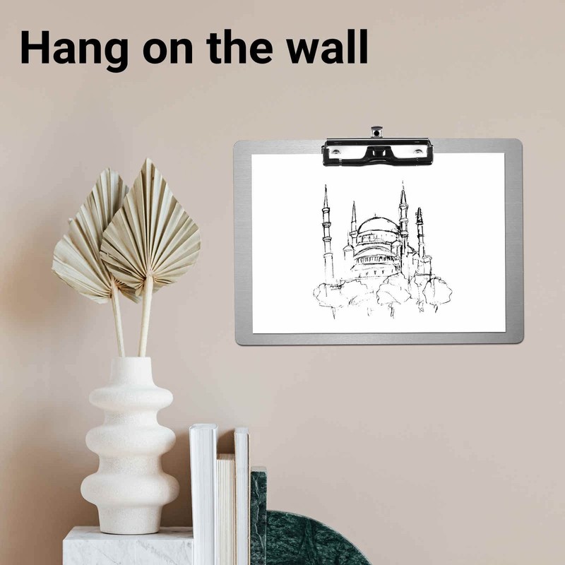 Metal Clipboard, A4 Size Stainless Steel Clipboard, Hanging Clipboard, Writing