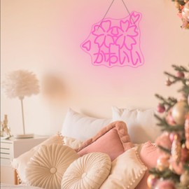 SAKURA (Cherry Flower) かわいい(Cute Adorable) Neon Sign,Dimmable 13.78“x12.6" Soft Pink Glow for Ultimate Japanese Aesthetic Vibes