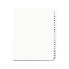 Avery Preprinted Legal Exhibit Side Tab Index Dividers, Avery Style, 25-Tab, 101 to 125, 11 x 8.5, White, 1 Set, (1334)