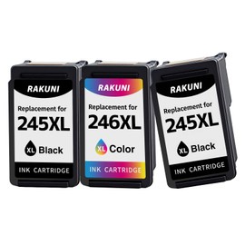 RAKUNI 245XL 246XL Ink Cartridge Combo Pack, 2 Black 1 Color, 3-Pack