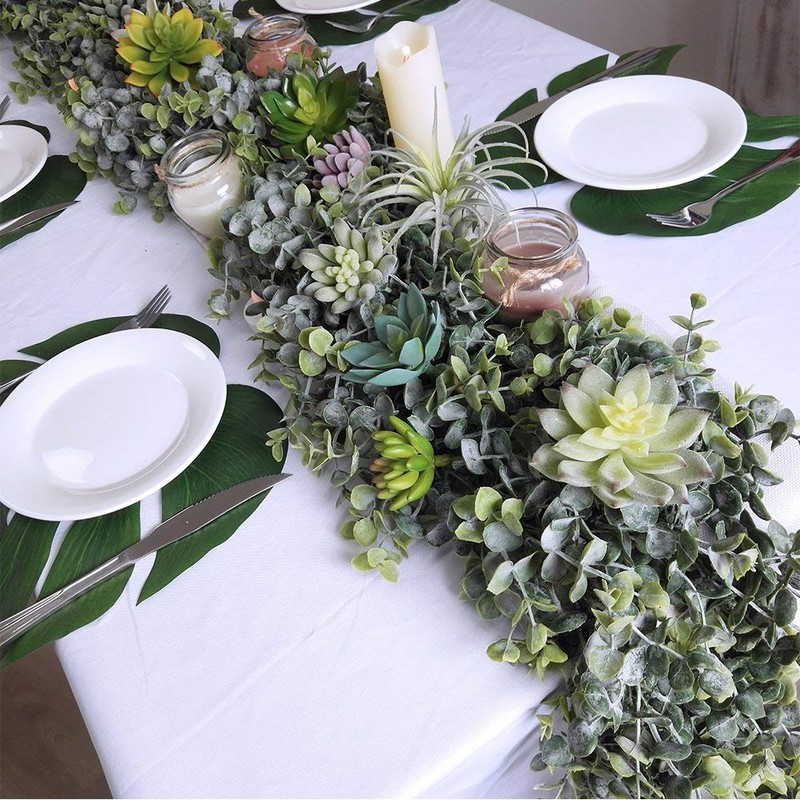 Winlyn 5.9' Long Faux Silver Dollar Eucalyptus Leaves Greenery Artificial