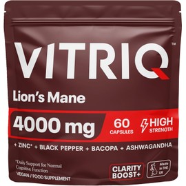 Lions Mane 4000mg High Strength Advanced Supplement Complex - 60 Servings + KSM-66® Ashwagandha Extract 250mg with Zink, Bacopa, Black Pepper for Nervous System & Clarity, Lion's Mane Extract 40:1