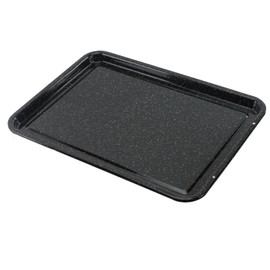 SPARES2GO Shallow Large Vitreous Enamel Raised Centre Oven Baking Tray (Pack of 2)