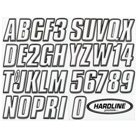 Hardline Products Series USA 800 Boat Registration Number Kit – 3-Inch White & Black Marine Lettering – USCG Compliant – Fuel & Fade Resistant Vinyl Decals for Boats & PWCs – Complete Set A-Z 0-9