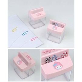 LENITH Cute Animal Faced Mymelody Paper Clip Dispenser Magnetic Lid Boxes with 6 Paper Clips Pink Rabbit
