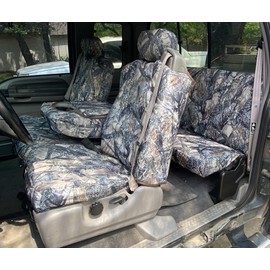 Durafit Seat Covers for 2001-2007 F250-F550 Heavy-Duty Waterproof Custom-Fit Ford Seat Covers (40/20/40 Bench with Adjustable Headrests F83 C8) | Ford Bench Seat Covers for Trucks | C8 Gray