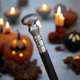 Wooden Walking Cane for Men & Women (38 inches)| Fashionable Victorian Cane with Silver knob | Decorative Vintage Walking Stick (Style-1)