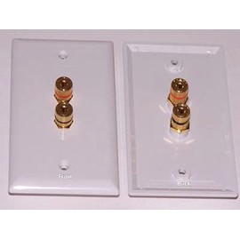 2 Pack White Speaker Wire Wall Plate (Speaker Wall Plate, Bare Wire or Banana Plug Wall Plate) for 1 Speaker Each