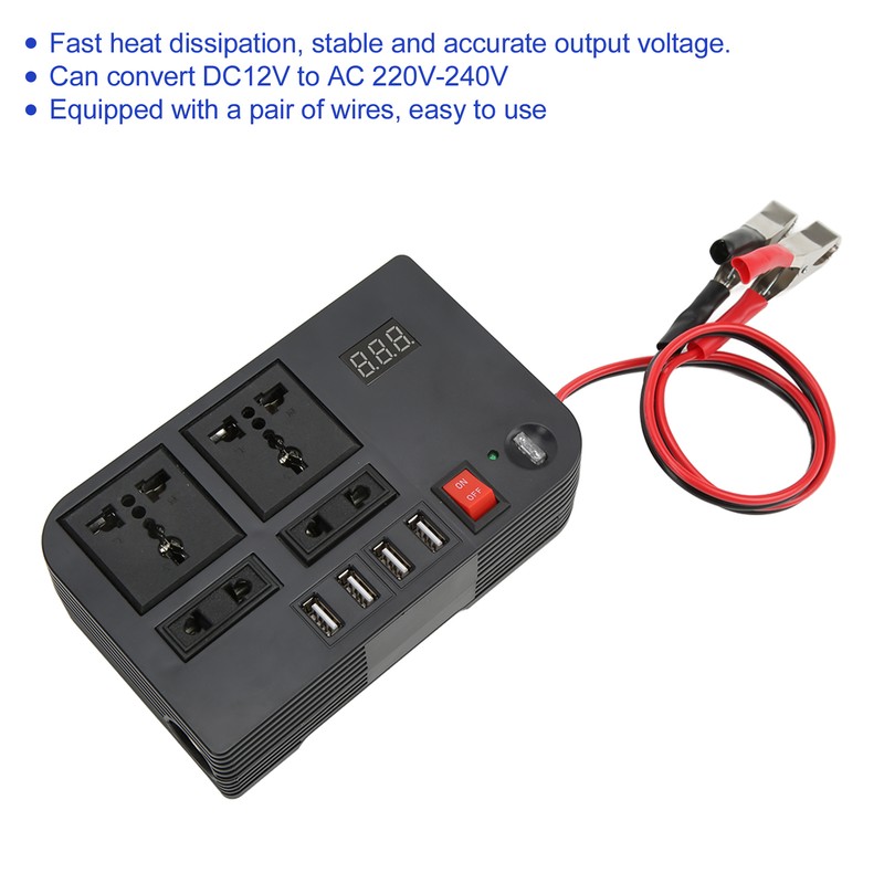 Power Converter Modified Sine Wave 12V to 220‑240V 600W Black