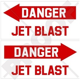 DANGER JET BLAST Aircraft Helicopter USAF 3" (75mm) Vinyl Stickers, Decals x2