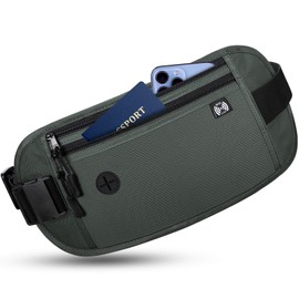 Sofore Hidden Traveling Bumbag Moneybelt Wallet for Women Men,Passport Money Belt Waist Belt with RFID Blocking Technology,Waist Travel Wallet for Passport Holder Cash Phone,Grey