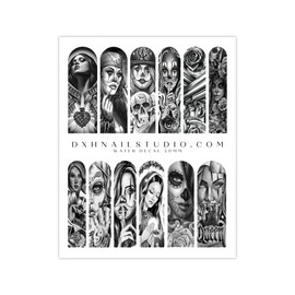 DXH NAIL CO Original Chola Chicana Mexicana Nail Decals XL Nail Wraps for Long Nail Extensions Water Transfer
