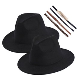 Womens Fedora Hat Classic Wide Brim Floppy Panama Hat with Ring Belt Buckle Wool Fashion Fedora Hat