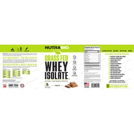 NutraBio Grass Fed Whey Isolate Protein Powder - 25G of Protein Per Scoop - Sugar Free Natural Lean Muscle Protein Supplement - Chocolate - 2 Pounds, 29 Servings