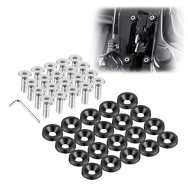 Enmoo 20pcs Billet Aluminum Fender Washer Bolts Engine Compartment Dress Up Fastener Kit Lisence Plate Decor Bolts M6 Bolt Screws Accessories (Black)
