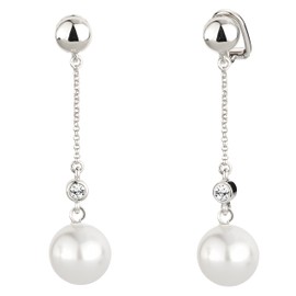 Traveller Women's Hanging Ear Clip 12 mm Pearl White, Pearl