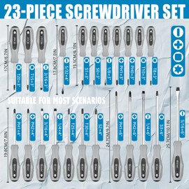 100-Piece Magnetic Screwdriver Set with Plastic Rack, Includes Slotted/Phillips/Torx Precision Drivers, Non-Slip Rubber Handles, Multi-Purpose Screwdrivers, Best Tools Men Gift (Grey)